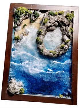 纯手工国家地理爱情沙滩海洋画