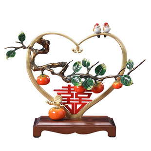 新婚礼物婚房摆件柿柿如意喜鹊结婚礼物客厅卧室双喜临门婚庆礼品