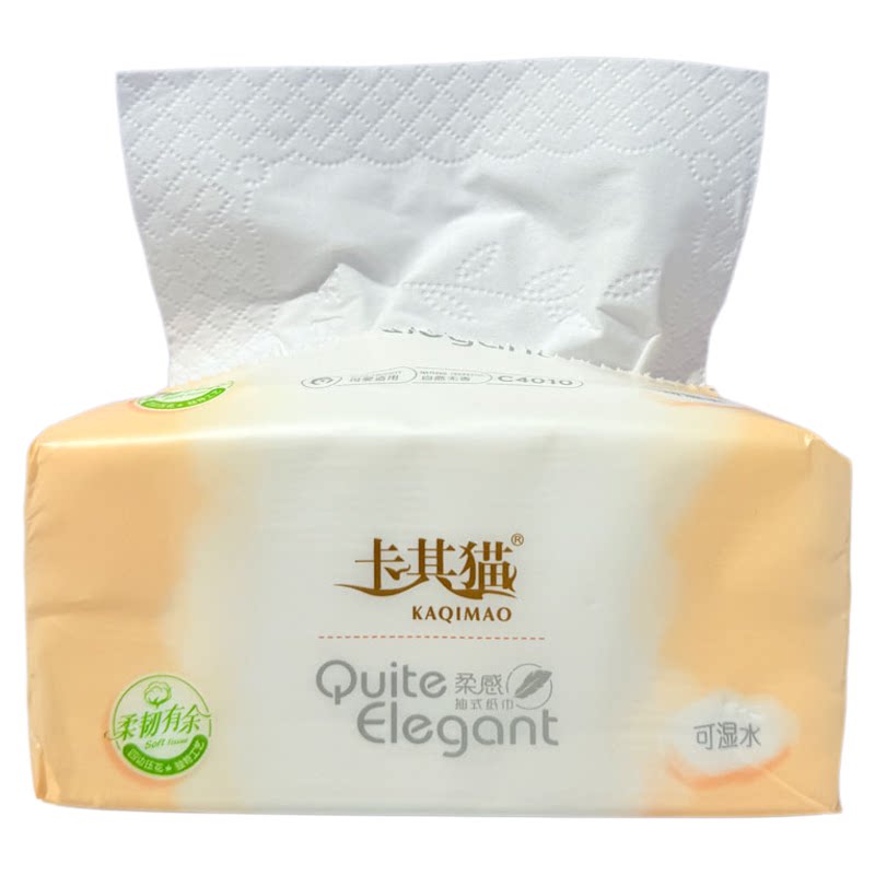 卡其猫抽纸400张20包纸巾餐巾纸面巾纸卫生纸抽家用实惠装可湿水