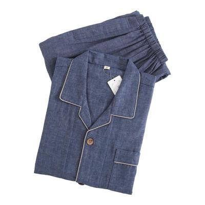 日系棉纱家居服男士秋季