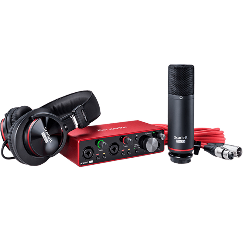 福克斯特Focusrite Scarlett 2i2专业录音配音声卡话筒耳机套装
