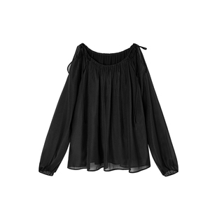 TKY SHOP时尚露肩设计感女士衬衫春季新款宽松气质优雅轻薄上衣