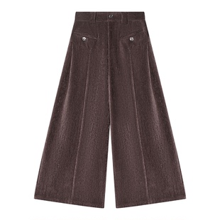 【储格】雪尼尔休闲毛呢裤男冬季加绒加厚宽松微喇叭阔腿裤子保暖