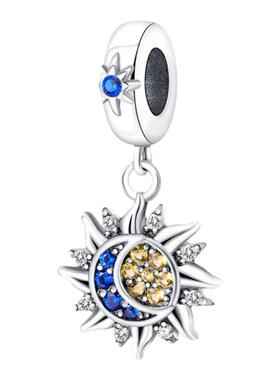 跨境铜镀925银饰品女士小众高级感星月吊坠珠适合DIY手链项链制作