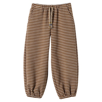 幼儿园百搭加绒条纹束口运动裤