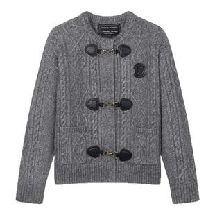 TeenieWeenie小熊奥莱冬装设计感绞花针织开衫毛衣外套时髦