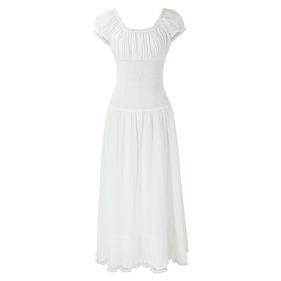 SYT自制木耳边打揽小蛮腰连衣裙