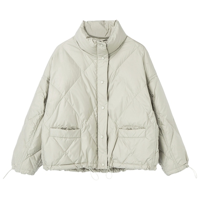 布景宽松菱格短款羽绒服