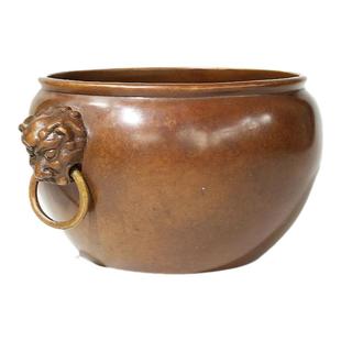 赋比兴 国家非遗  特大号兽面环耳笔洗 传统失蜡法仿古铜器 高端青铜毛笔洗水缸 书法创意实心铜器 文房四宝