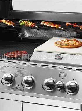 出口不锈钢304燃气烧烤炉红外后炉头自带披萨板功能可炭烤Gas BBQ