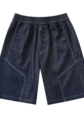 男童薄款天丝牛仔五分短裤夏新品