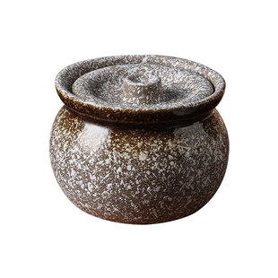 日式复古家用陶瓷隔水炖汤盅粗陶汤罐瓦罐陶罐小炖罐碗罐盅蒸炖盅