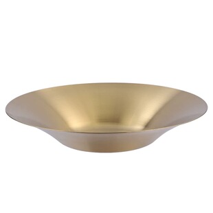 韩式加深盘子不锈钢加厚餐盘金色圆形水果盘意面盘家用菜盘拌面盘