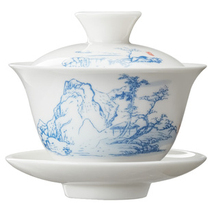 金灶KP-75A泡茶三才盖碗青花陶瓷耐高温茶杯茶碗带盖家用功夫茶具