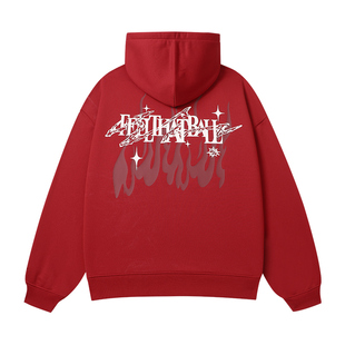 有志者UZIS美式潮流运动卫衣男秋冬复古休闲篮球连帽上衣星火燎原