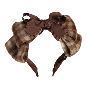 格子碎发发箍复古法式 港风百搭外出蝴蝶结发卡网红2022年新款