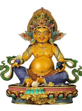 闯隆铜彩绘雕花黄财神摆件