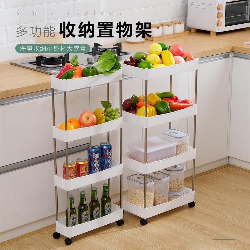 多功能厨房旋转置物架落地多层果蔬可收纳架小推车零食移动批发