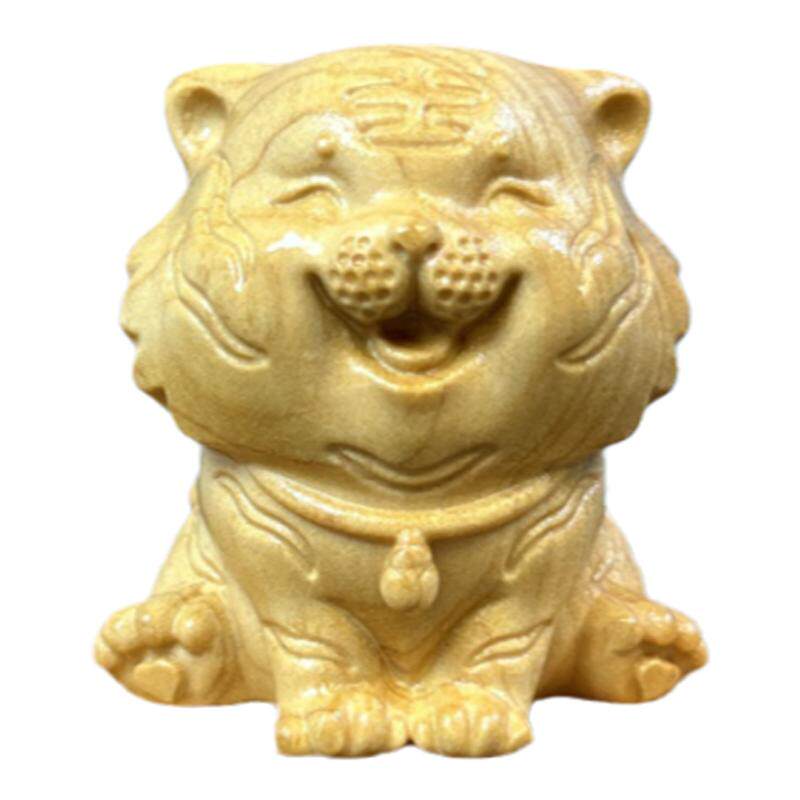 崖柏木雕开心小老虎生肖可爱萌虎手把件家居家用摆件中国风送礼品
