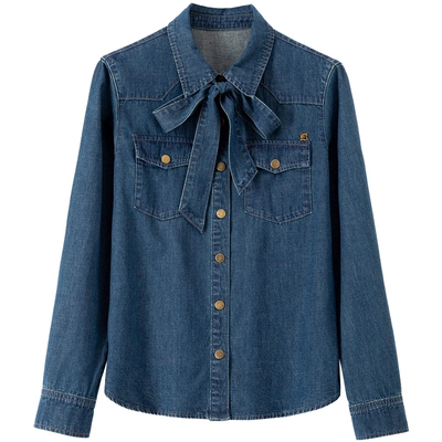 【莱赛尔】BANANA BABY2026年春季新款复古牛仔衬衫百褶裙女套装