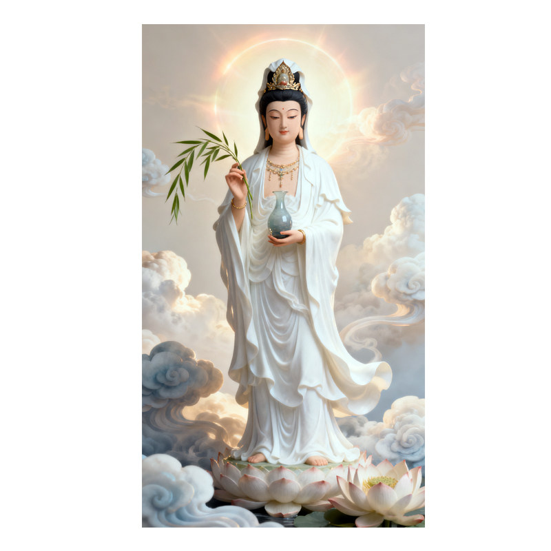 观音菩萨十字绣新款手工自己绣客厅玄关家用供奉菩萨佛像画像挂画