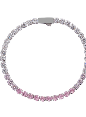 TWOLEAVES粉色渐变镶钻网球手链