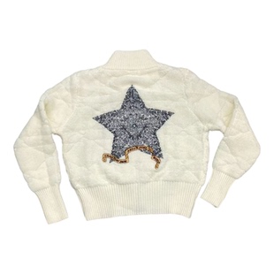 CC复古菱格立领拉链背后五角星刺绣针织开衫女高级感长袖毛衣外套