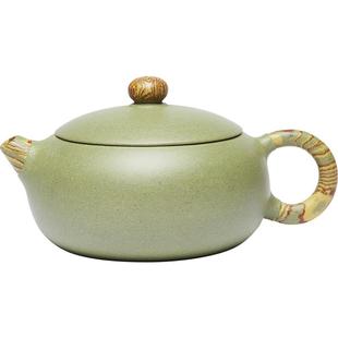 宜兴紫砂壶豆青砂玉乳扁腹西施壶纯全手工小茶壶单人功夫茶具套装