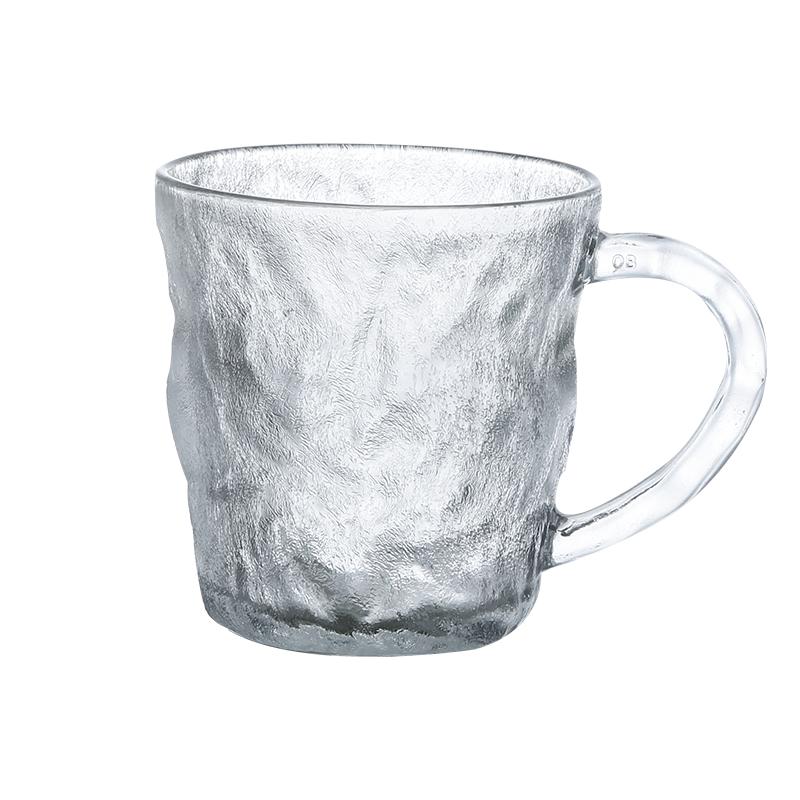 冰川纹玻璃杯带把手水杯女夏家用泡茶喝水杯子ins风高级感咖啡杯