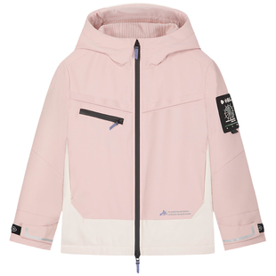 水孩儿童装外套加绒2025秋冬女大童红色冲锋上衣男童三防厚风衣