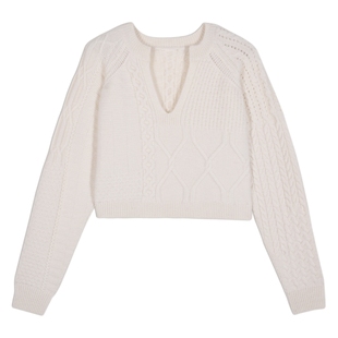 【2件8折】bash冬季法式毛衣山羊绒V领套头长袖针织衫1H23CHES