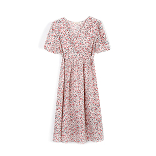 快乐屋v领孕妇碎花裙连衣裙夏雪纺孕妇装可哺乳裙子洋气孕妇裙夏