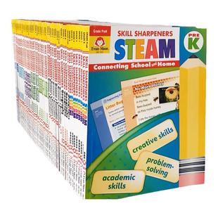 Evan-Moor Skill Sharpeners Set 技能铅笔刀全年级学科练习册美国加州教辅 evanmoor 幼儿园到六年级8科拼写阅读数学科学语法