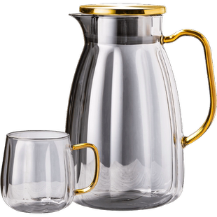 高颜值家用玻璃冷水壶耐高温凉白开水杯创意客厅凉茶冰水壶大容量