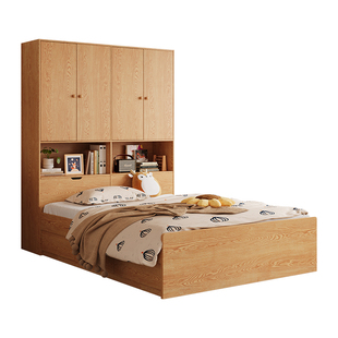 儿童衣柜床小户型儿童房储物单人床卧室床1米5儿童床带储物空间