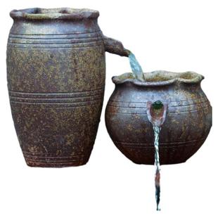 古法养鱼流水摆件陶瓷复古日式过滤增氧庭院造景古法缸酒店民宿用