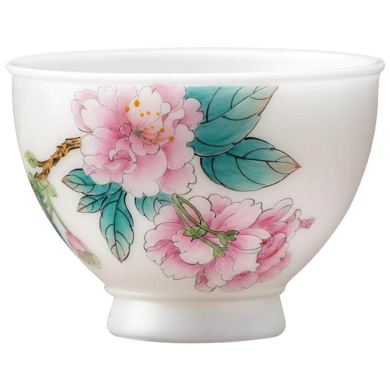 妙莲天香庄晓明大师手绘《樱雪飘香》主人杯送礼高档陶瓷茶具茶杯