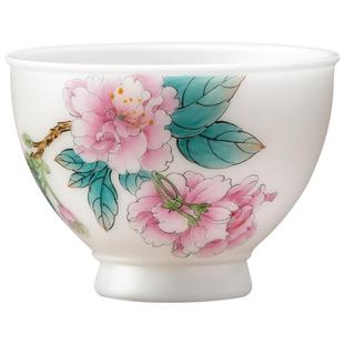 妙莲天香庄晓明老师手绘《樱雪飘香》主人杯送礼高档陶瓷茶具茶杯