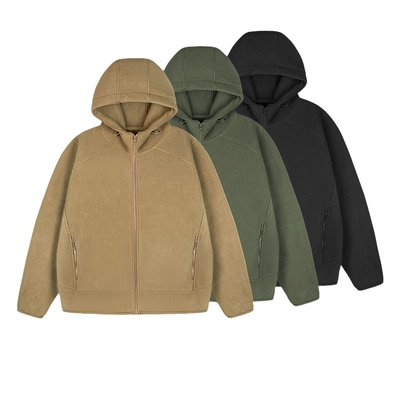 秋冬季简约高档双面摇粒绒连帽外套男百搭加厚情侣款保暖拉链卫衣