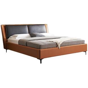 慕思皮艺床现代简约主卧大床双人真皮床轻奢婚床意式极简软包床