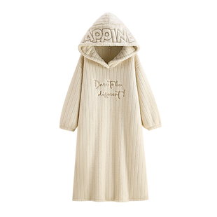 悦内睡裙女冬季秋冬款冬天珊瑚绒加厚加绒法兰绒长款加大码睡衣裙