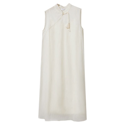 新中式国风立领无袖背心连衣裙