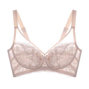 依曼丽性感聚拢蕾丝内衣女无钢圈大胸显小文胸大码薄款显瘦收副乳