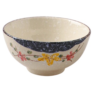 5寸陶瓷米饭碗中式复古釉下彩家用吃饭碗个人专用特别漂亮的碗具