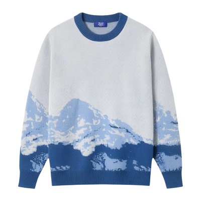 100%纯羊毛衫男提花针织打底毛衣