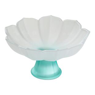 琉璃高脚果盘中式莲花高足零食茶点盘磨砂玻璃水果盘贡盘甜品盘