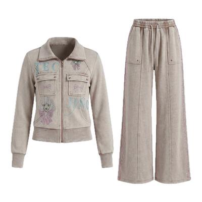 TCH2026春新款高级感灰调个性短外套休闲裤套装女T78A07E1125