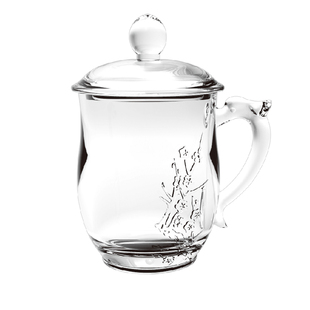 朗旭玻璃加厚耐热带盖带把大容量办公室男女士泡茶水杯子家用套装