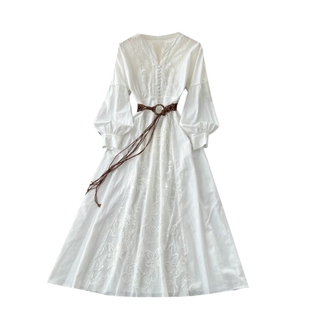 2025年春夏新款云南新疆草原旅游拍照连衣裙精致小众设计刺绣长裙