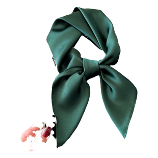 纯色墨绿色小方巾丝巾女衬衫春秋夏季护颈围脖子薄纱巾围巾70x70